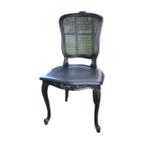 Patinated canned chair in tin grey