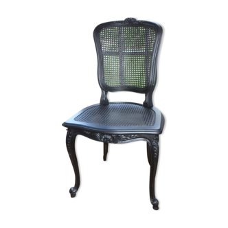 Patinated canned chair in tin grey