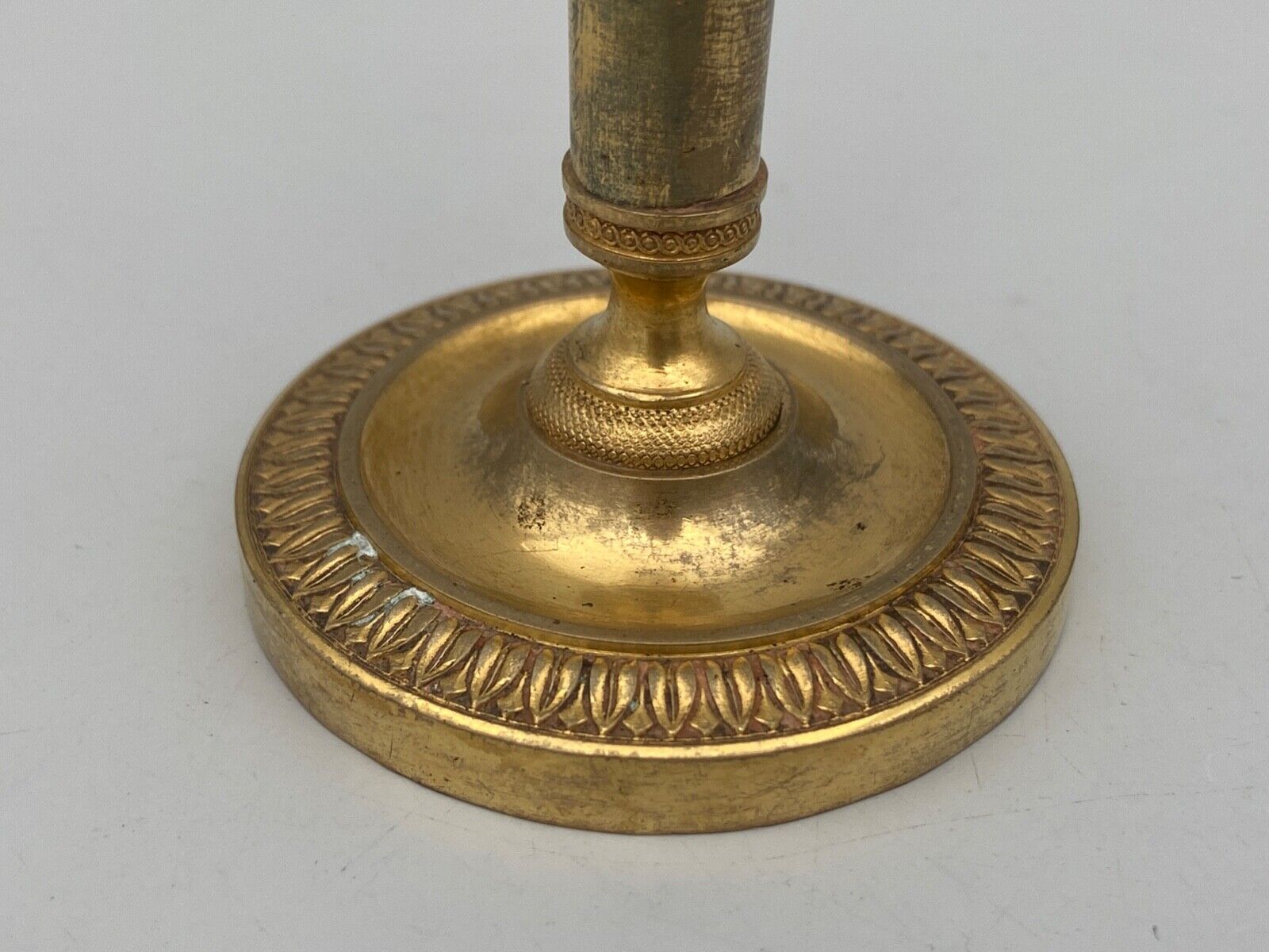 Pair of miniature candle holders in bronze dore restoration period nineteenth