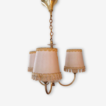 Chandelier 3 brass lampshades