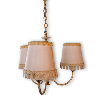 Chandelier 3 brass lampshades