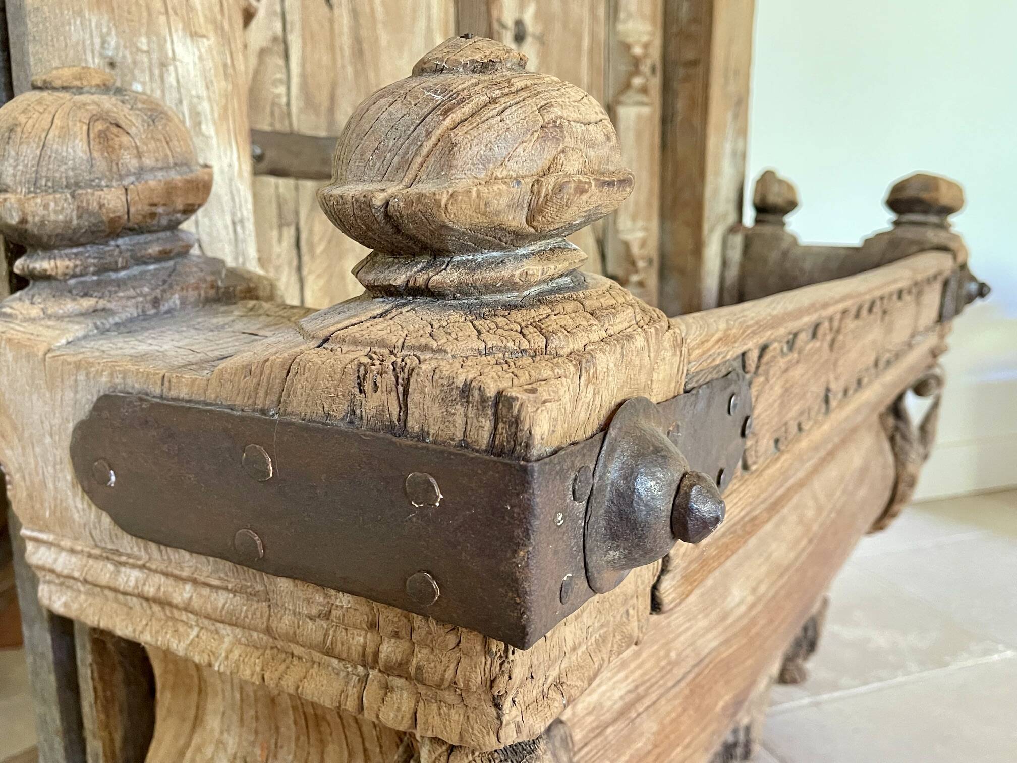 Door & old Indian balcony from Rajasthan in solid teak