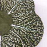 Ceramic cabbage leaf barbotine serving dish