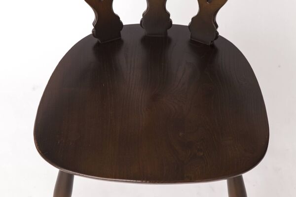 Chaise Ercol vintage modèle 375 – Angleterre années 1960 – Bois d'orme – Étiquette d'origine