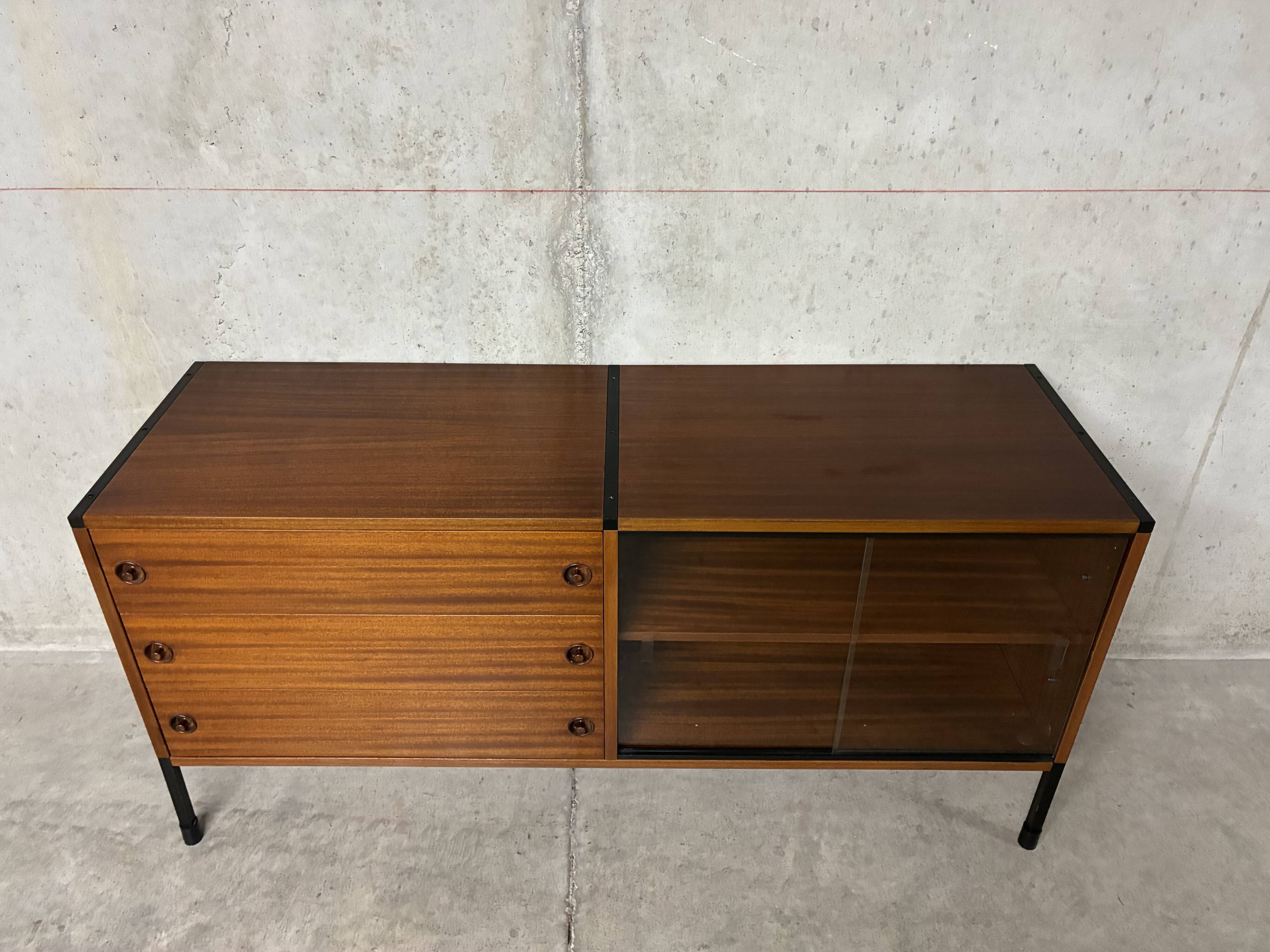 Vintage ARP Guariche Minvielle 1960s enfilade buffet display cabinet