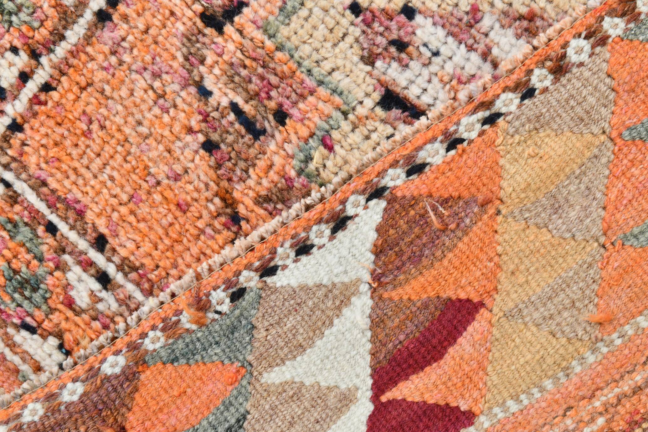 Soft Pink & Orange Rare Style Vintage Runner Rug, 91x359 Cm