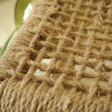 Tabouret bambou et corde artisanal vintage