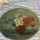 Tableau ancien bouquet de fleurs anémones encadré et signé Ch. Girardin
