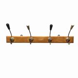 Vintage wooden wall coat rack - 4 hooks