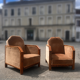 Pair of Art Deco club armchairs, renovated