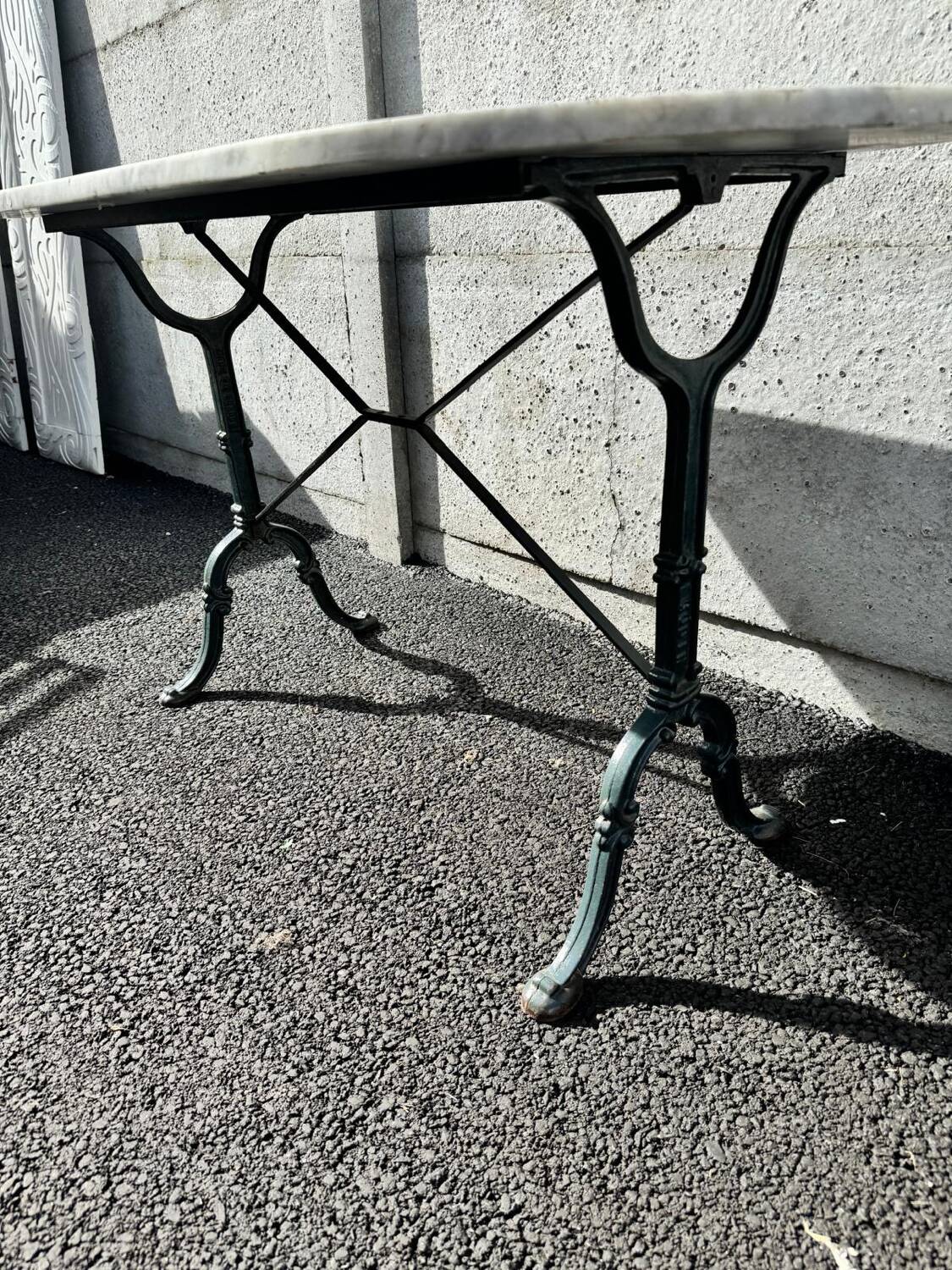 Godin cast iron and marble bistro table. 50's