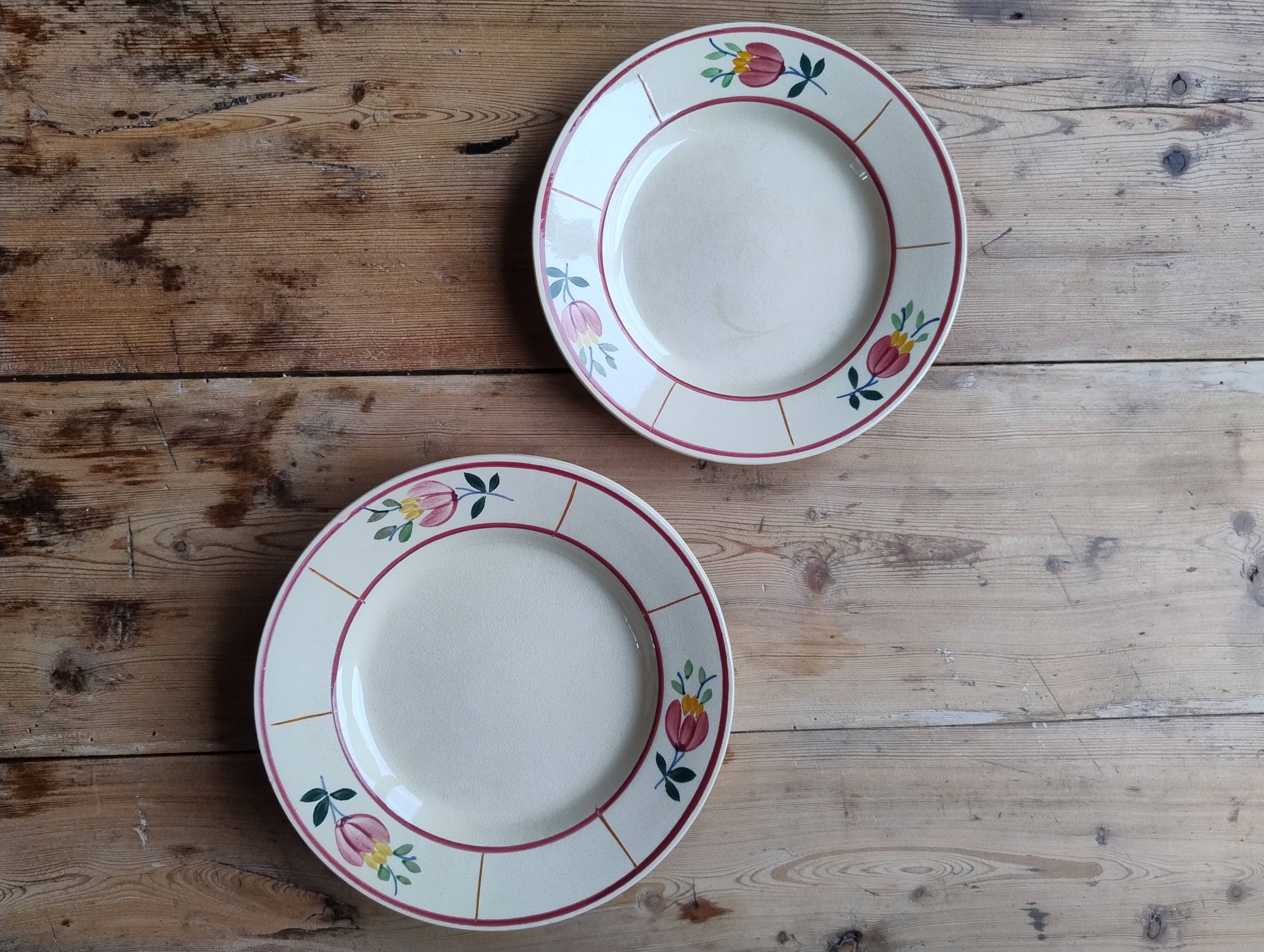 Set of 7 vintage dessert plates in Gien earthenware, model Jacqueline.