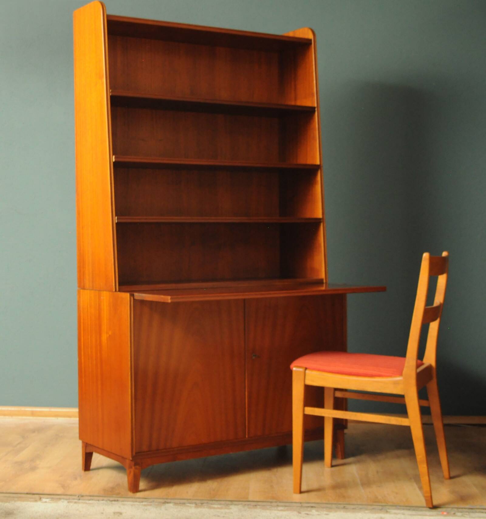 Bookcase/secretary with chair, 1960s set