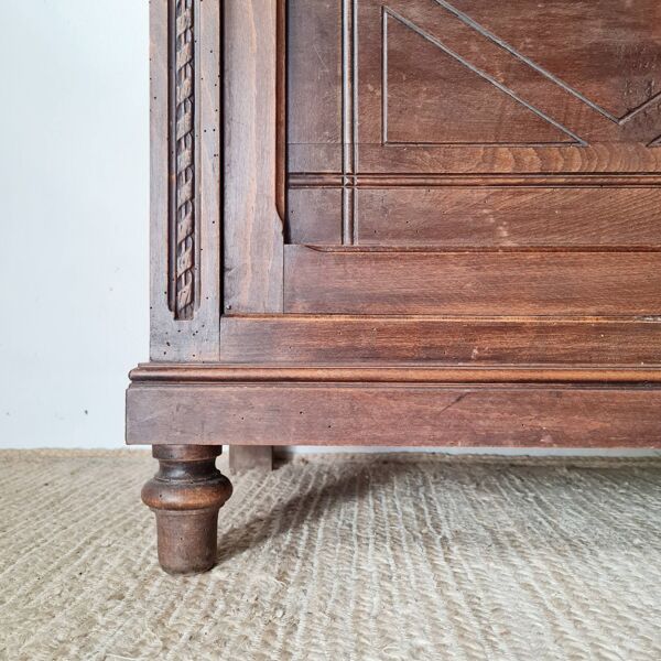 Bibliothèque vitrée ancienne en bois massif