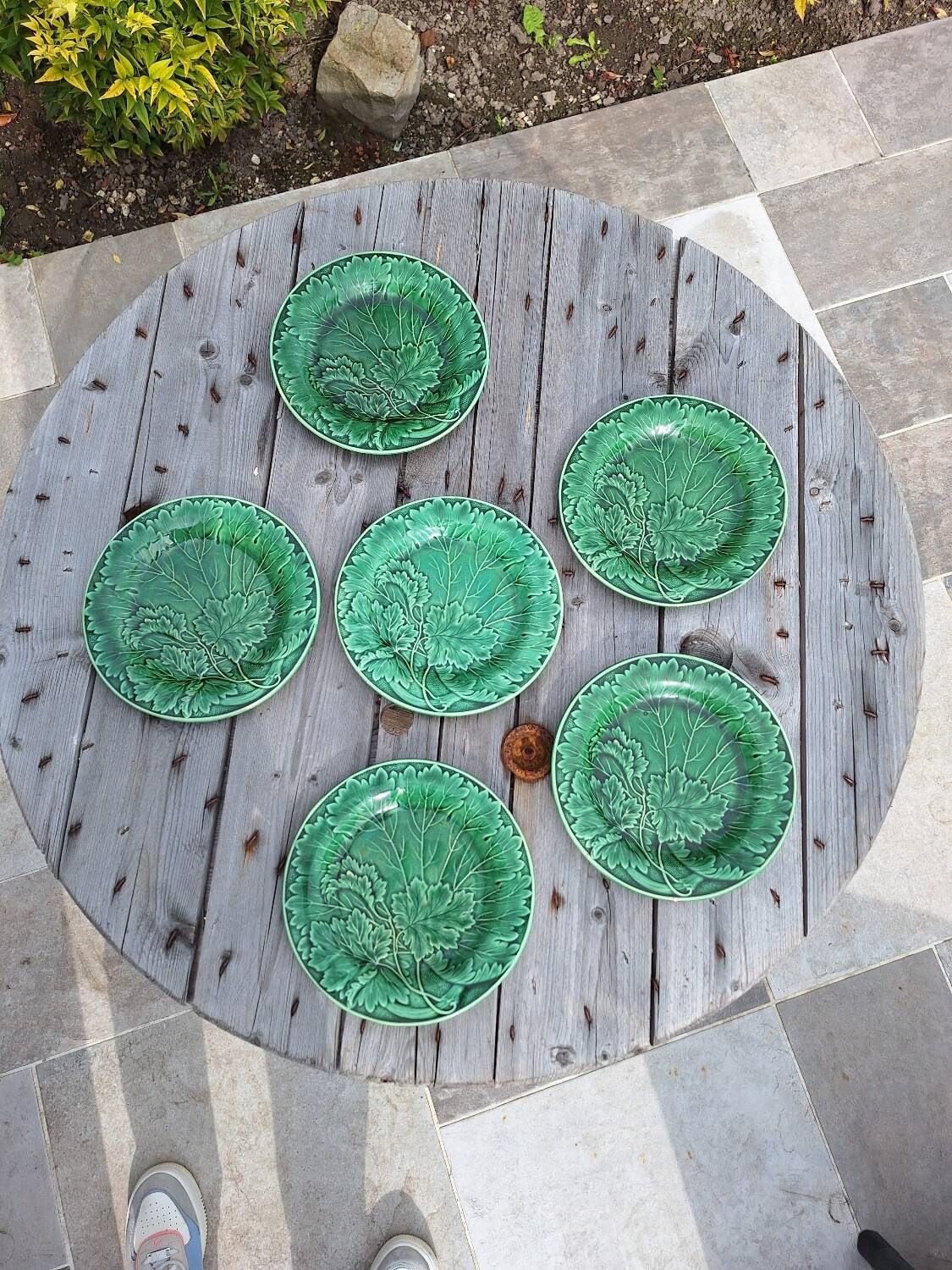 6 green slip plates