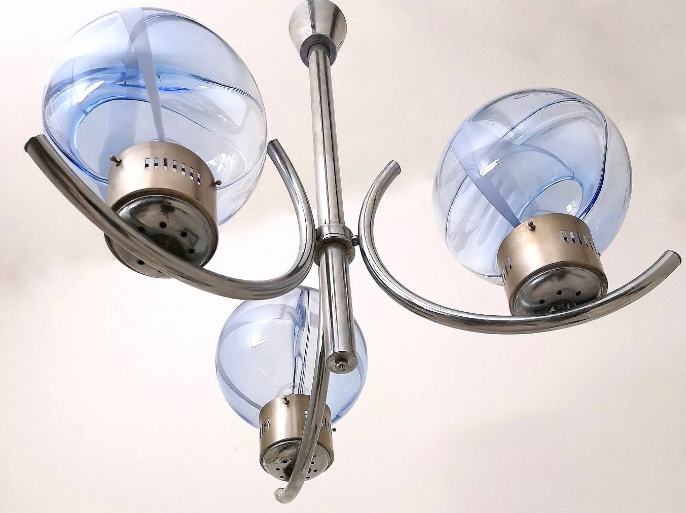 Light Blue Murano Glass Mod "Membrana" Chandelier by Toni Zuccheri