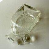 Glass decanter with cut stopper and traditional engraving, vintage from the 1960s