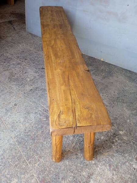 Bench 144 cm old patinated solid wood