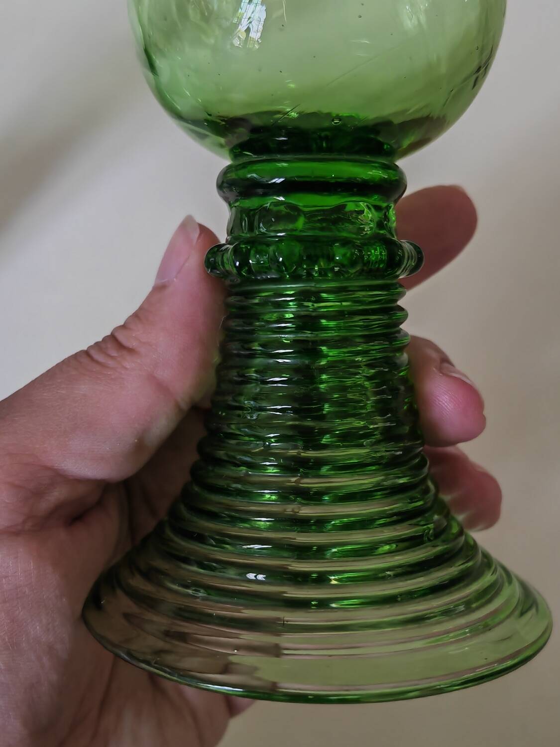 4 Roemer crystal glasses, 19th century