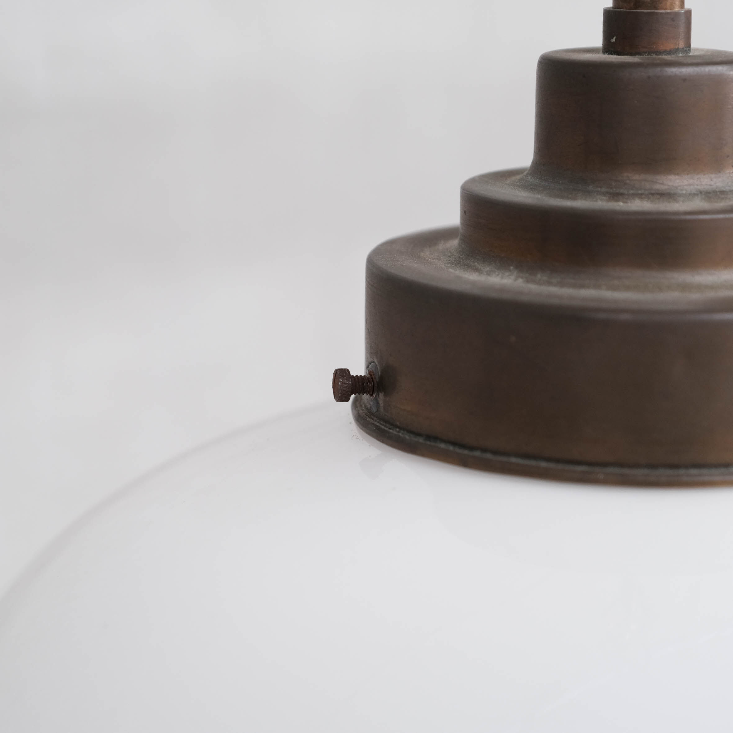 Opaline and brass mid-century pendant light