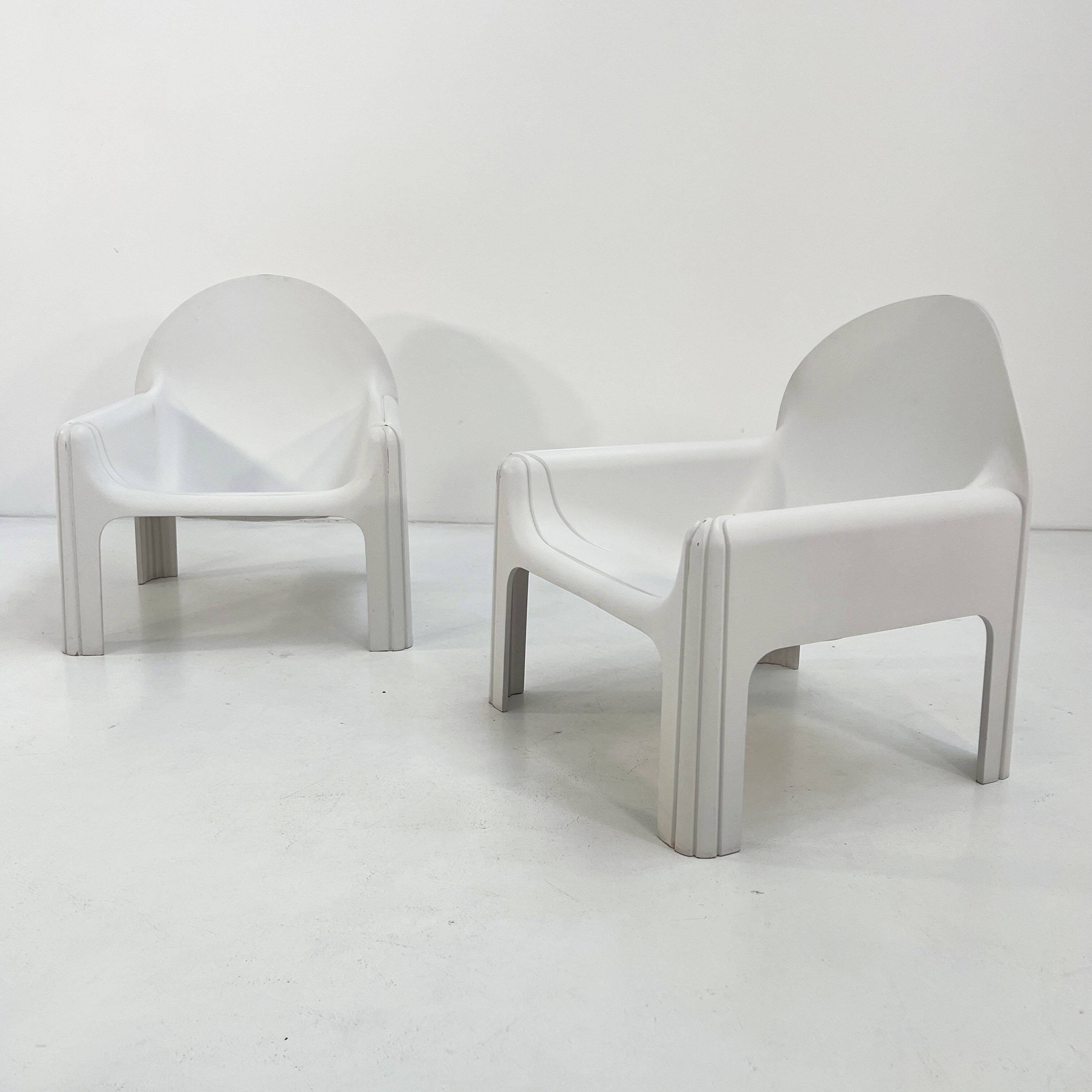 Pair of White Armchairs Model 4894 by Gae Aulenti for Kartell, 1970