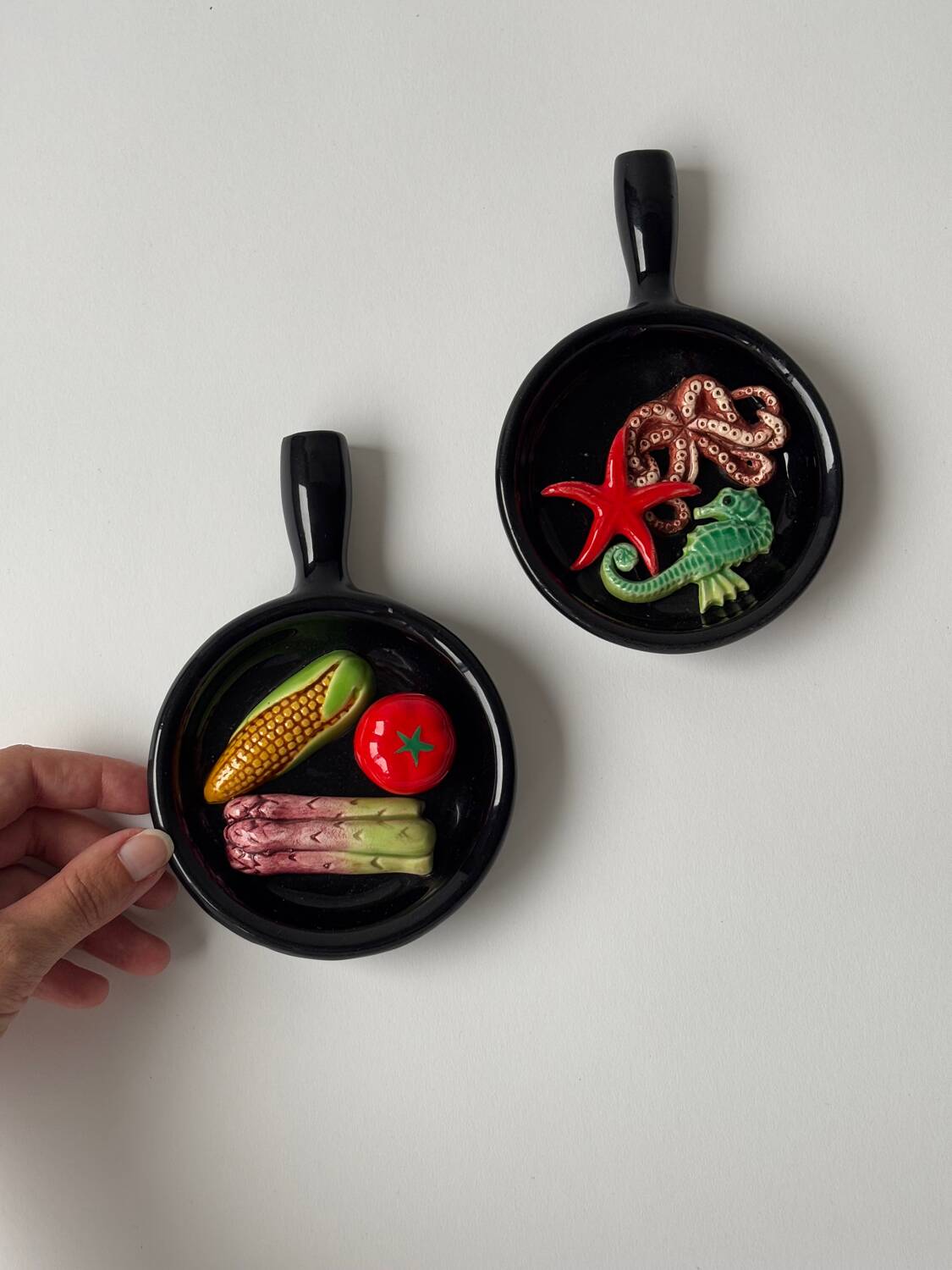 1960s ceramic trompe l'oeil plates