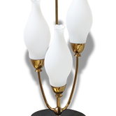 Lampe de table triple années 50 avec verrines "muguet" 1950