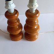 Pair of wooden lamp legs turned vintage 70s