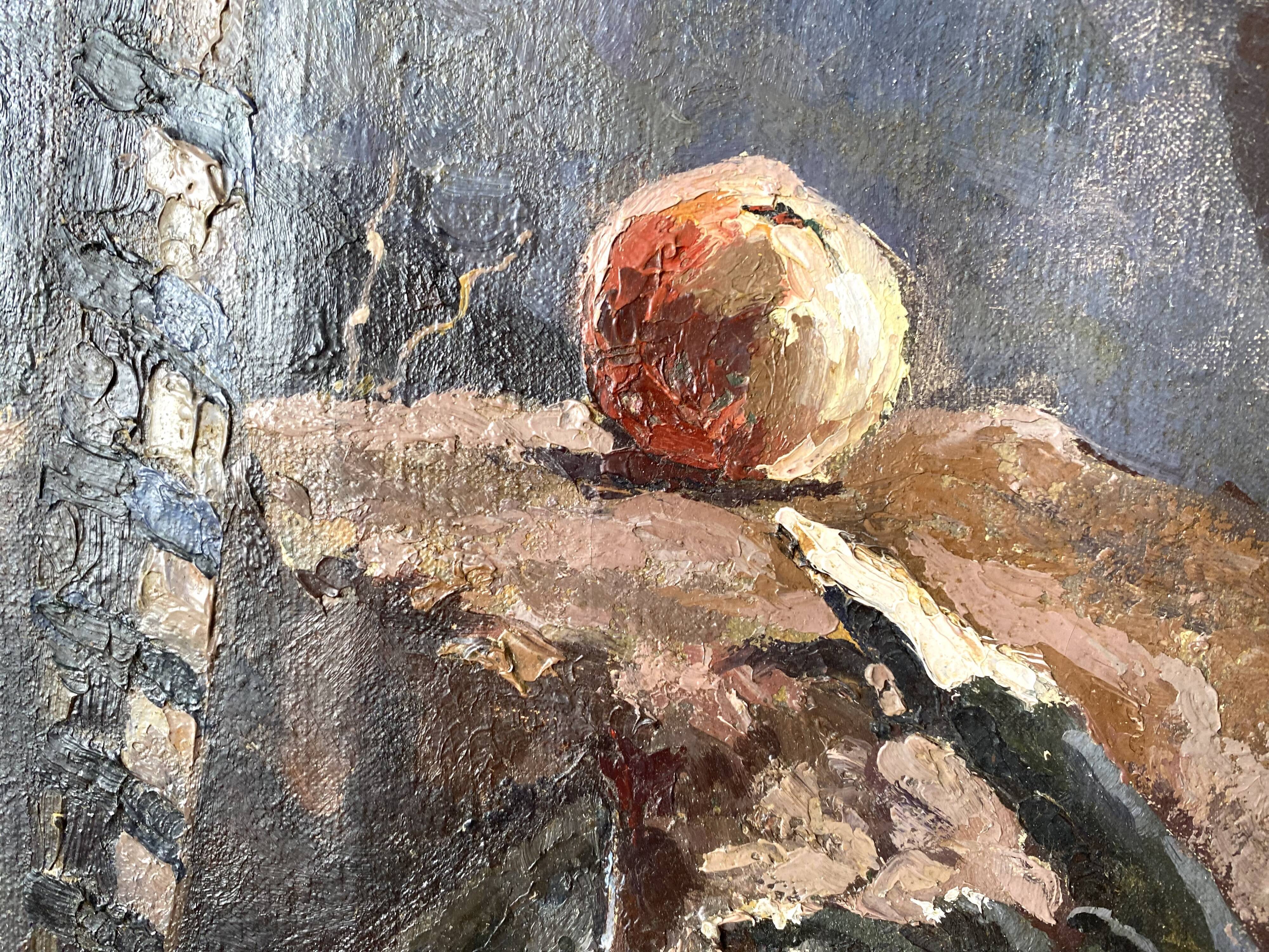 Oil on canvas still life 60s vintage