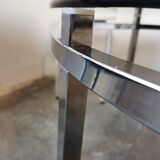Round coffee table, chrome and smoked glass