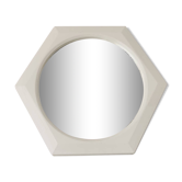 Miroir hexagonal vintage en plastique blanc 1980s