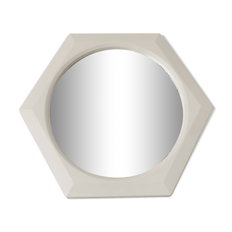 Miroir hexagonal vintage en plastique blanc 1980s