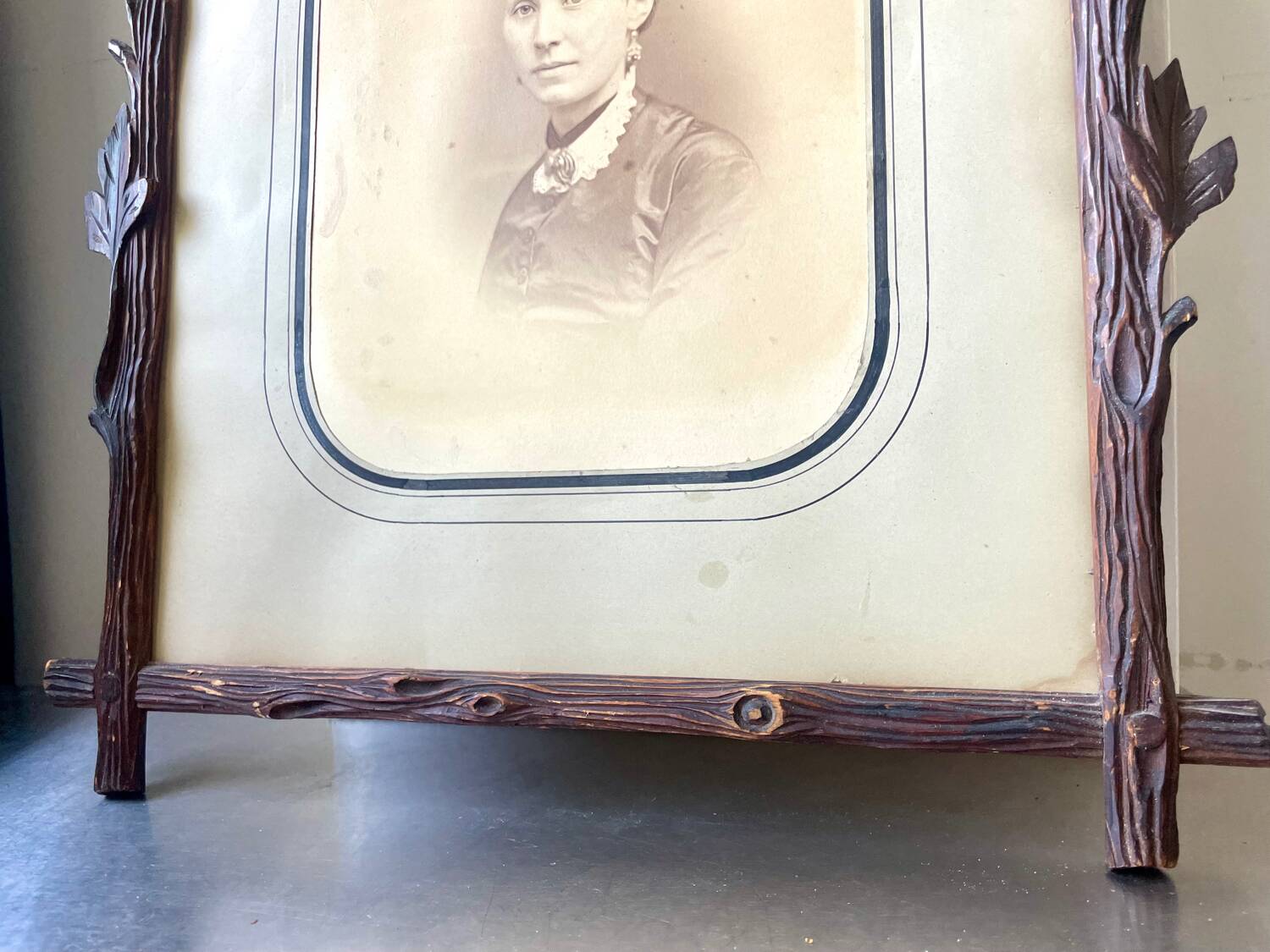 Antique Frame carved wood measurements 49 cm x 39 cm