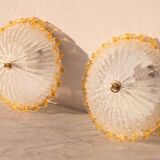 Set of 2 Charming Italian Yellow Murano Glass Ceiling Fixture, Murano, 1970