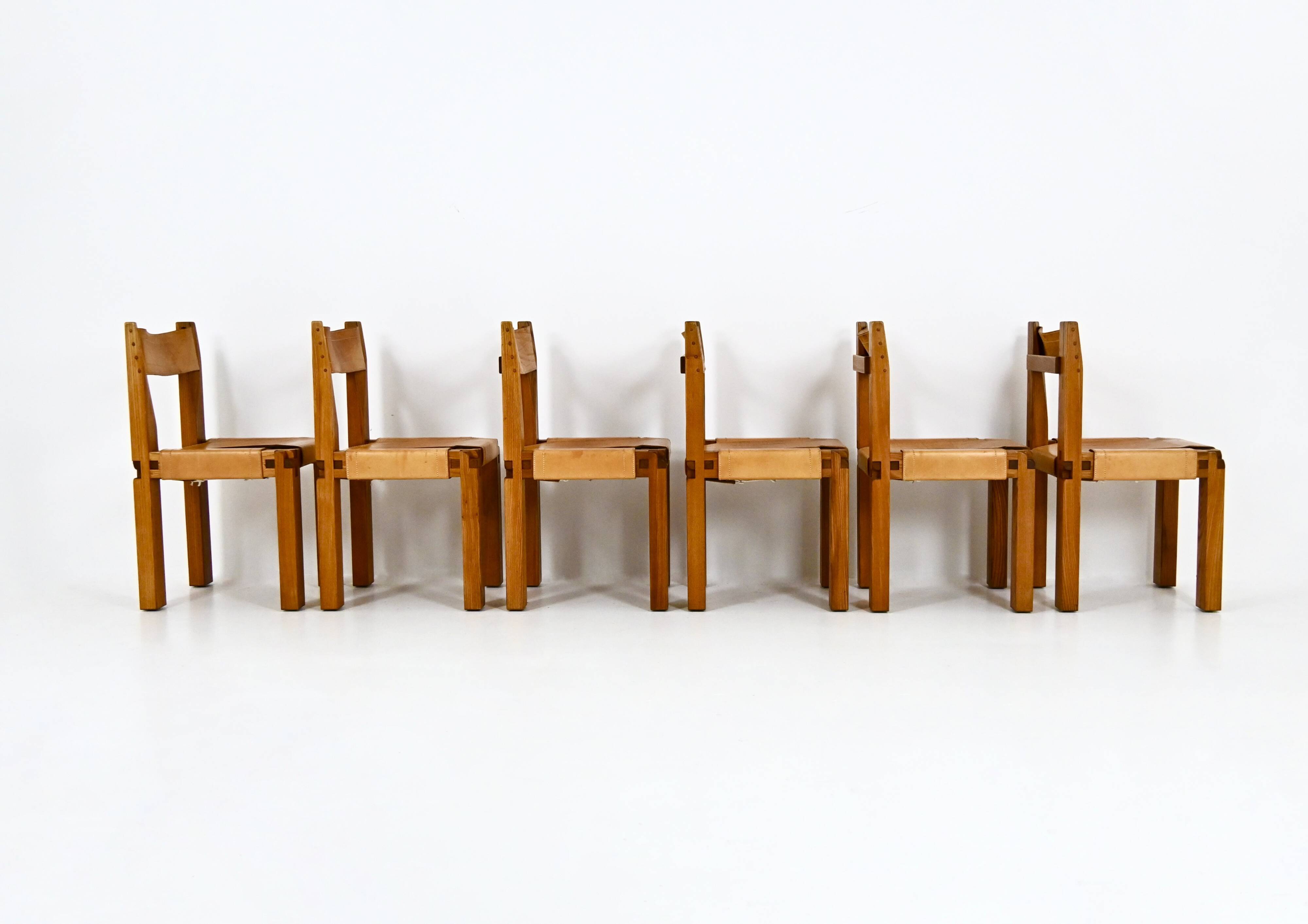 Set of 6 "S11" dining chairs by Pierre Chapo, 1966