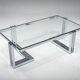 Table basse vintage en chrome et verre, années 1960