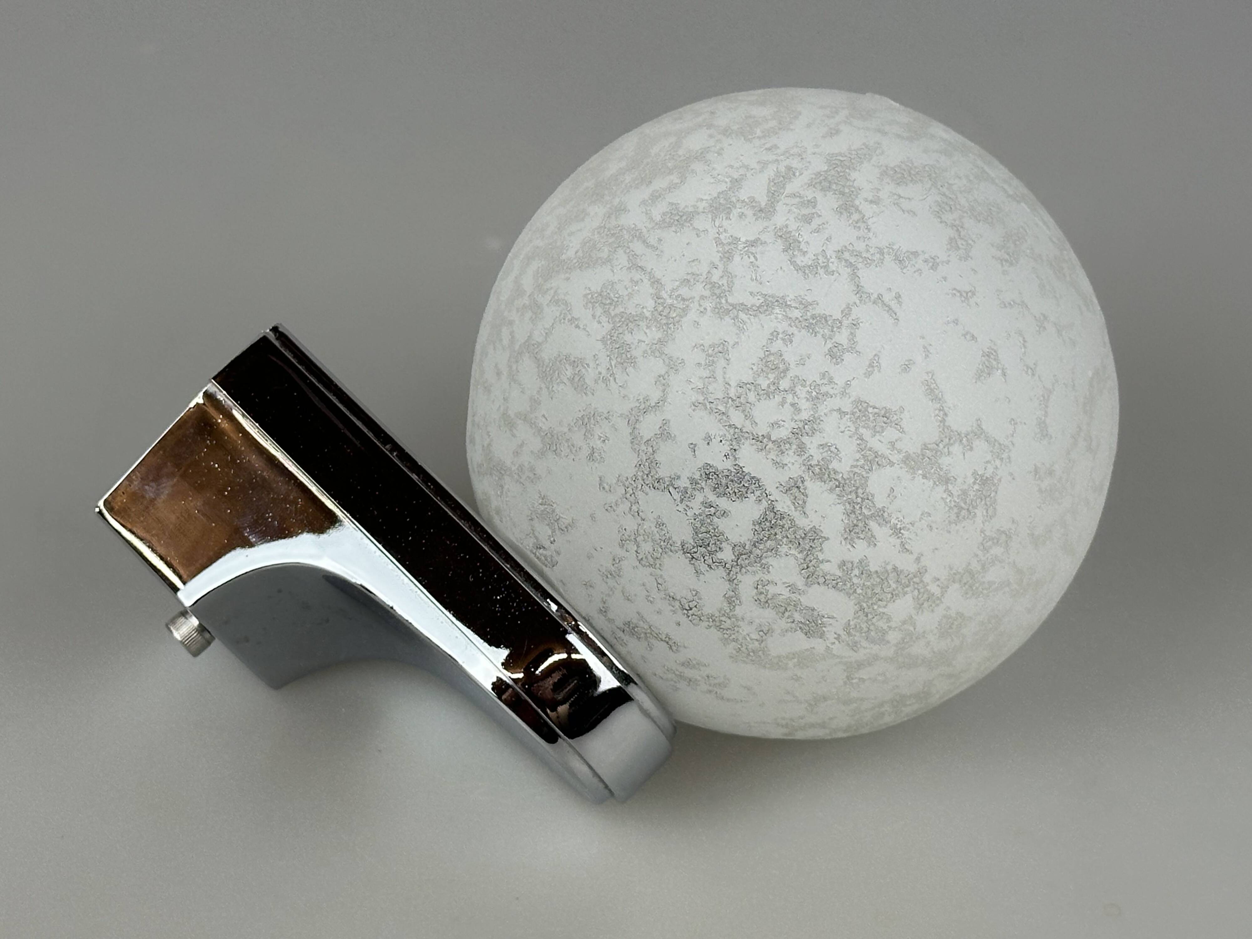 60s 70s Wall Lamp Globe Lamp Chrome & Glass German Space Age Design