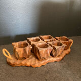 Wooden egg cups service