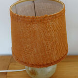 Lampe à poser vintage céramique et toile de jute