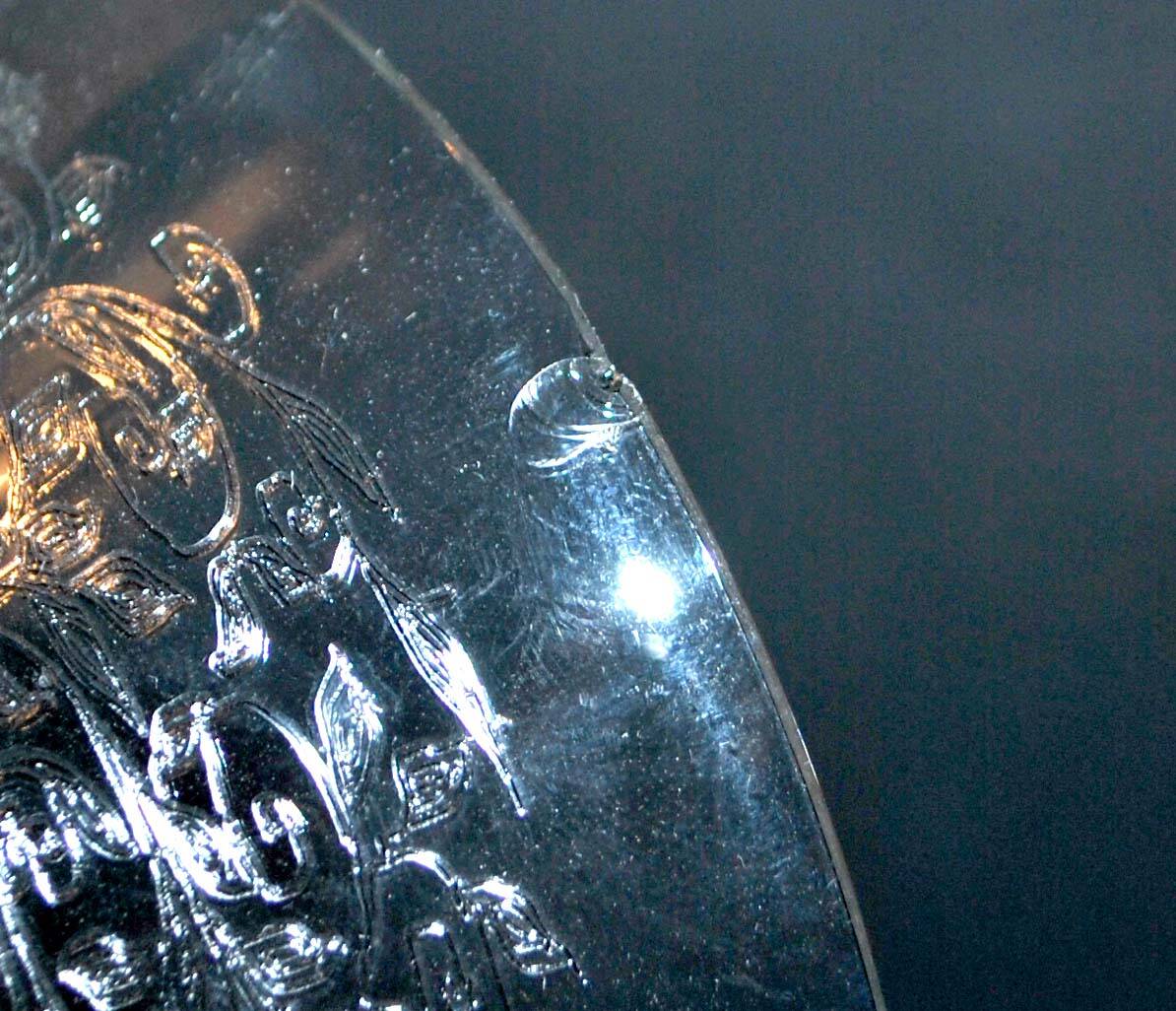 Set of 2 flared crystal glasses engraved guilloche scrolls art deco 1920 champagne cocktail cup