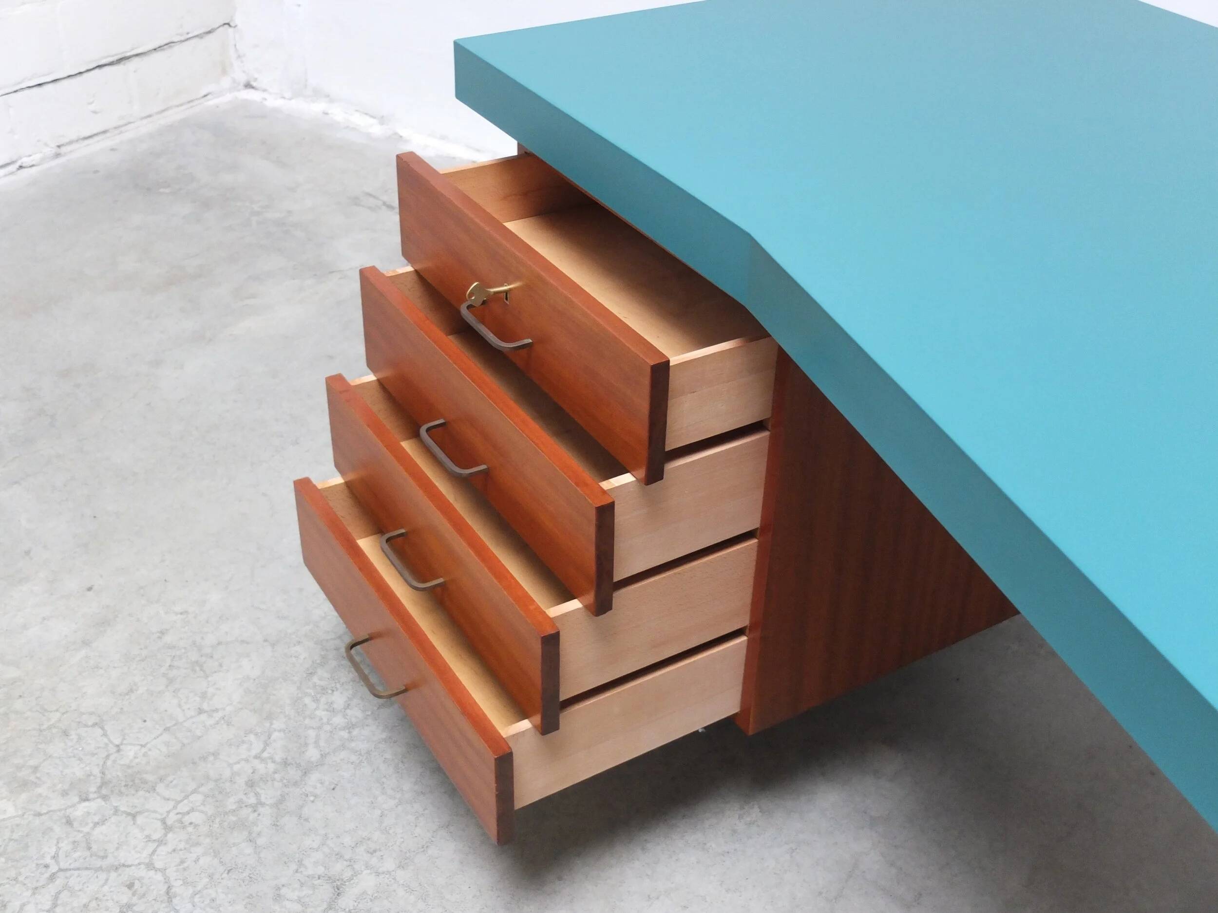 'Boomerang' ultra-rare desk by Jos De Mey for Van Den Berghe-Pauvers, 1960s.