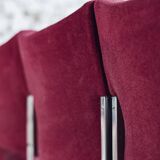 Set of 4 modernist burgundy armchairs, 1970.