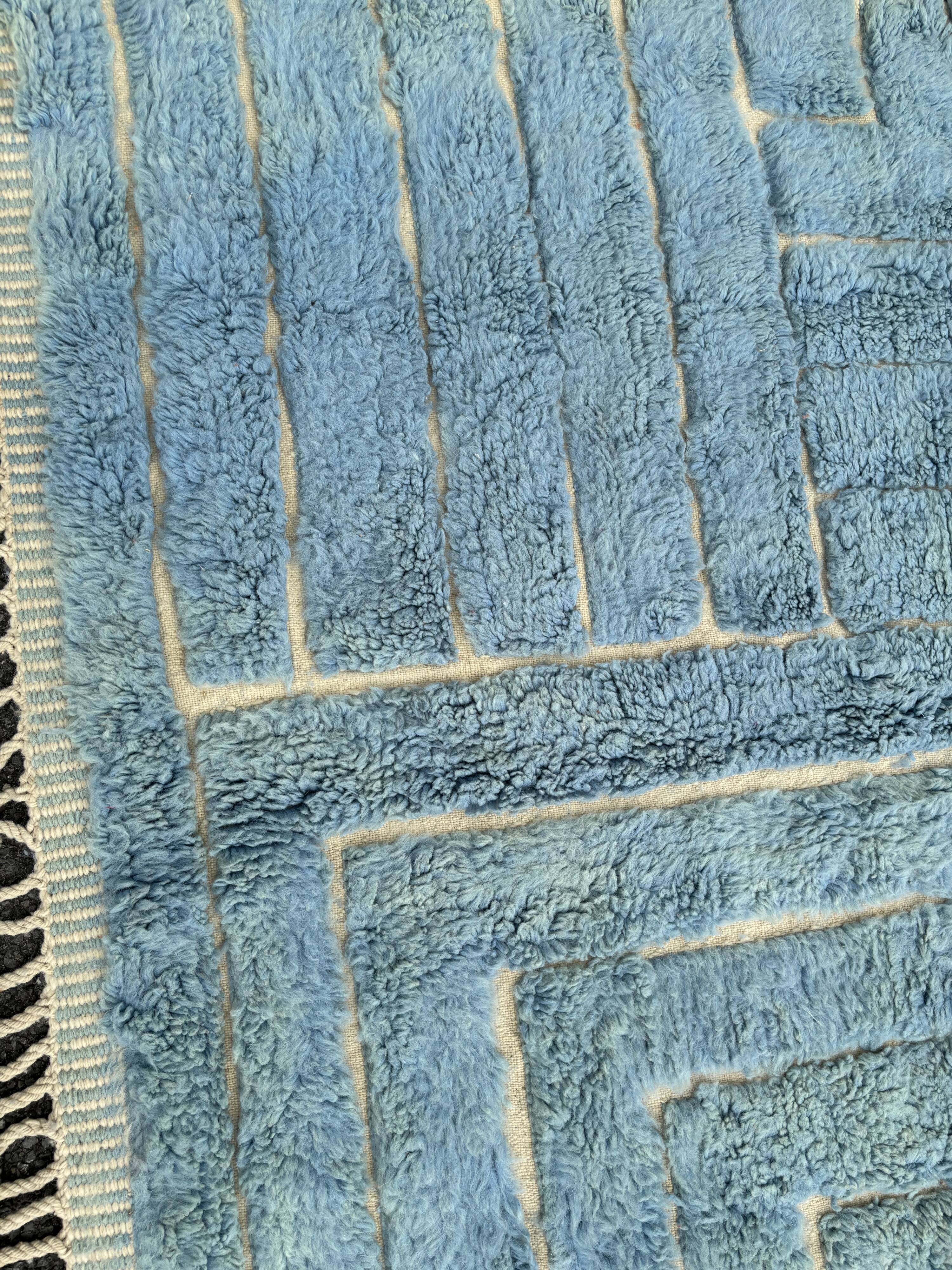 Berber Moroccan Mrirt blue wool rug