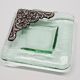 Murano glass catchall, corner adorned with baroque patterns.