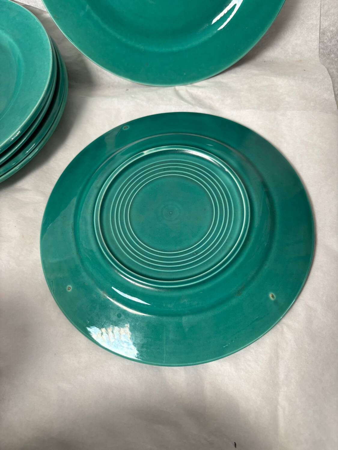 6 earthenware celadon dessert plates