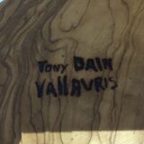 Salad bowl in olive tree of Vallauris signed Tony Bain