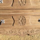 Louis XV style chest of drawers in stripped oak and left in natural wood