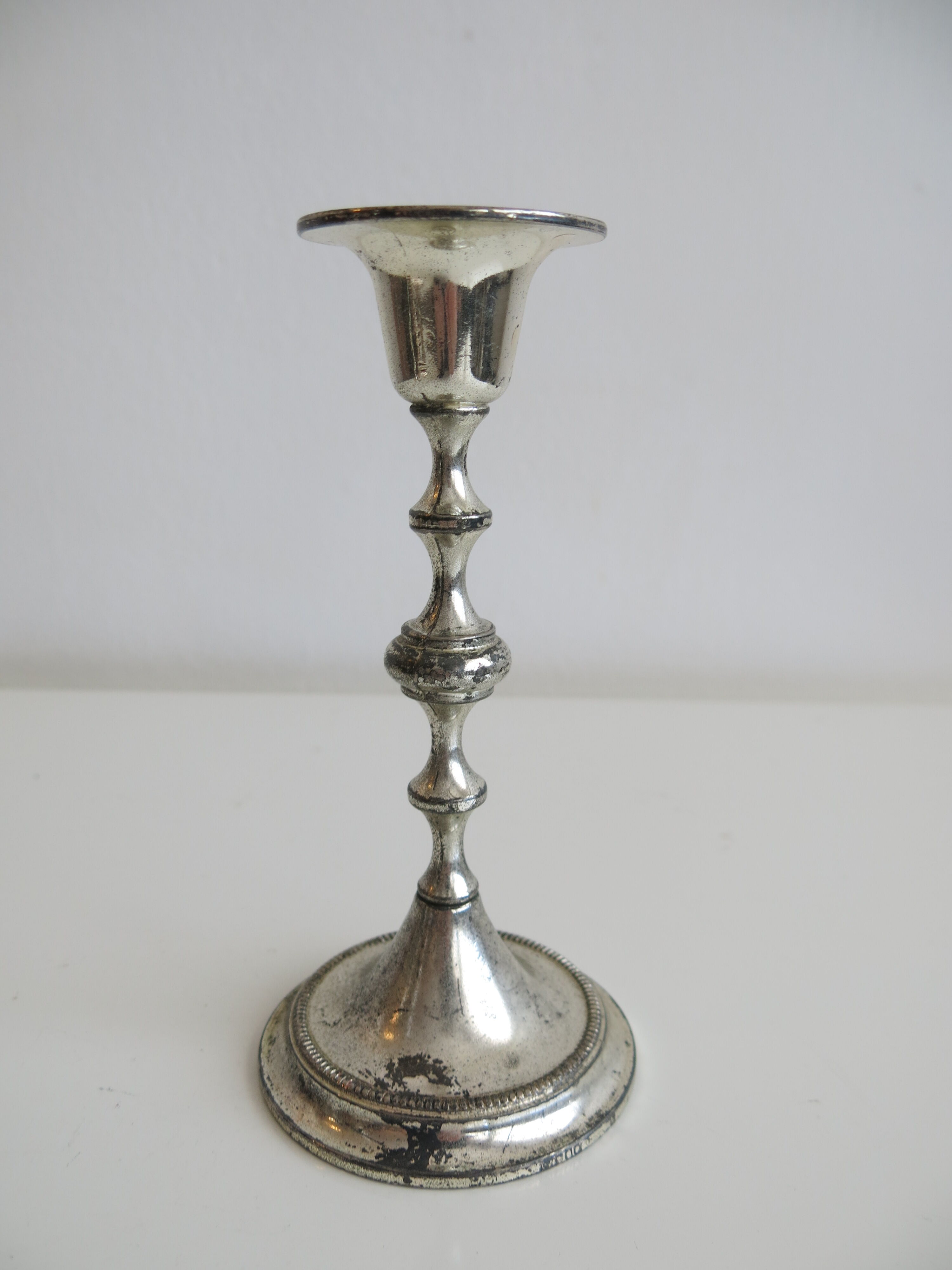 Right candle holder in silver metal from BMF West-Germany