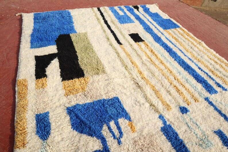 Handmade blue Beni Ourain rug 150/250cm
