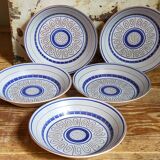 Five vintage MBFA PORNIC ceramic soup plates Daphné service